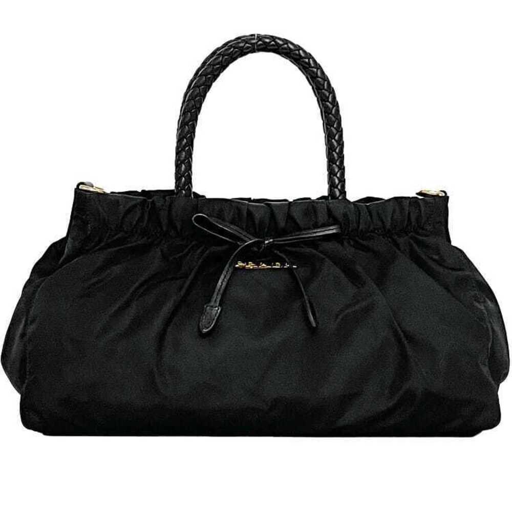 Prada Handbag Black Nero Black Leather Rion Logo Gathered